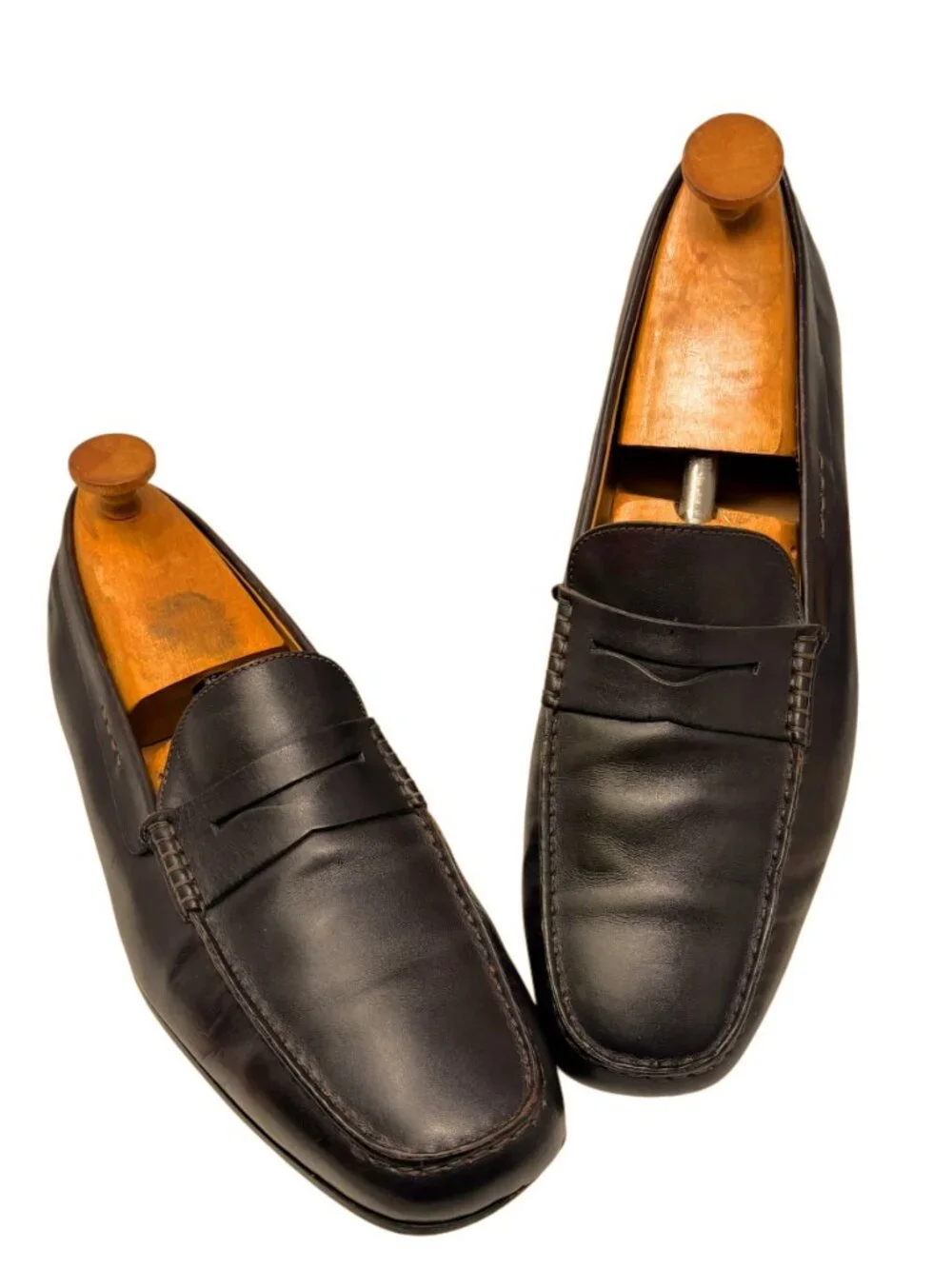 TODS Dark Brown Leather Dress Penny Loafers Made in Italy